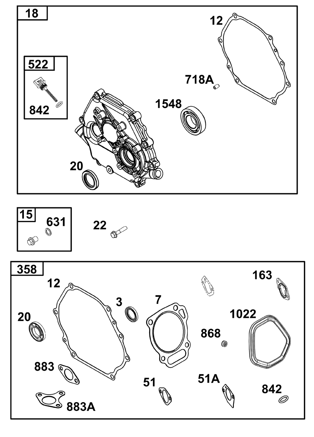 Crankcase Cover/Sump And Lubrication Group Diagram and Parts List for 19N332-0001-H7 100000 - 19Z999 Briggs and Stratton Engine